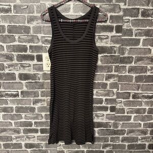 Crown jewel mini dress brown stripe ribbed